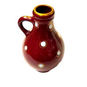 Goedewaagen Gouda Holland Vintage 5”Hand  Painted Red Dot Pitcher Vase